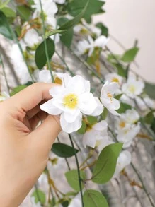 1pc Artificial Flower Vine, White Polyester Hanging Fake Flower Garland, For Home Decor - White - View 8