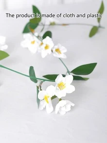 1pc Artificial Flower Vine, White Polyester Hanging Fake Flower Garland, For Home Decor - White - View 6