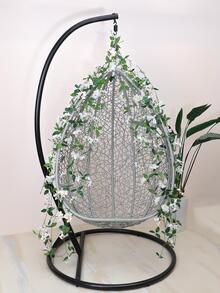 1pc Artificial Flower Vine, White Polyester Hanging Fake Flower Garland, For Home Decor - White - View 4