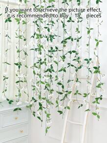 1pc Artificial Flower Vine, White Polyester Hanging Fake Flower Garland, For Home Decor - White - View 5
