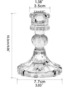 1 件透明烛台，玻璃烛台，适用于家居装饰 - 無色 - 查看 3