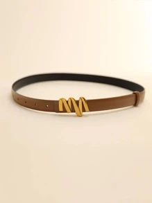 1入組女性波浪狀的裝飾復古皮帶適用於日常生活 - 卡其色 - 查看 3