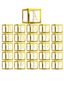 30 公分字母 A-z 雷射銀色/金色/玫瑰金箔氣球,盒裝氣球配件 - 金色 - 查看 5