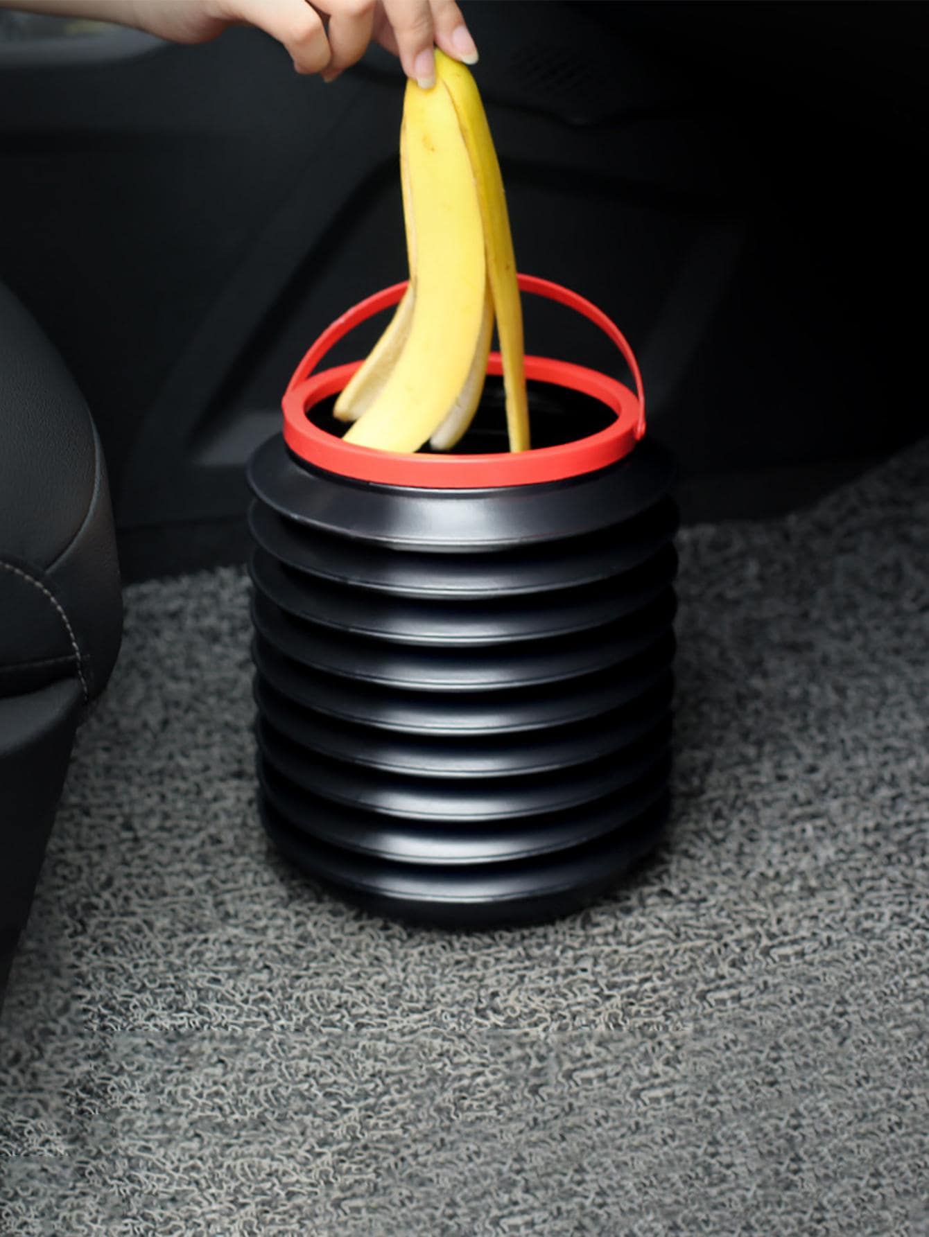 1 Cái Có Thể Gập Lại Thùng Rác Di Động, Nhựa Ô Tô Thùng Rác Cho Xe Ô Tô - màu đen - Xem 1