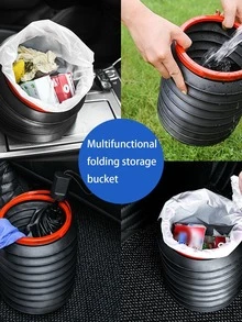 1 Cái Có Thể Gập Lại Thùng Rác Di Động, Nhựa Ô Tô Thùng Rác Cho Xe Ô Tô - màu đen - Xem 11