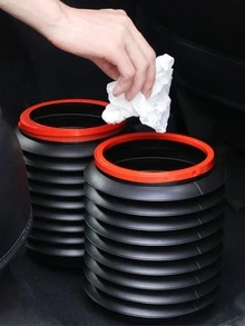 1 Cái Có Thể Gập Lại Thùng Rác Di Động, Nhựa Ô Tô Thùng Rác Cho Xe Ô Tô - màu đen - Xem 2