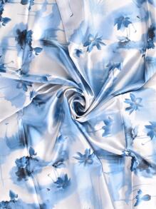 1入組女性花卉印花時尚頭巾，日常優雅頭巾，髮帶，頭帶，適合為您的造型增添時尚感 - 藍色 - 查看 6