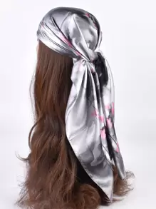 1 chiếc khăn bandana thời trang in hoa dành cho nữ, thích hợp cho cuộc sống hàng ngày, kiểu dáng thanh lịch, dùng làm băng đô cài tóc, phụ kiện đội đầu, lý tưởng để làm nổi bật vẻ ngoài của bạn trong dịp Lễ Tình nhân, khăn quàng cổ, đi biển, kỳ nghỉ, du lịch. - Xám - Xem 2