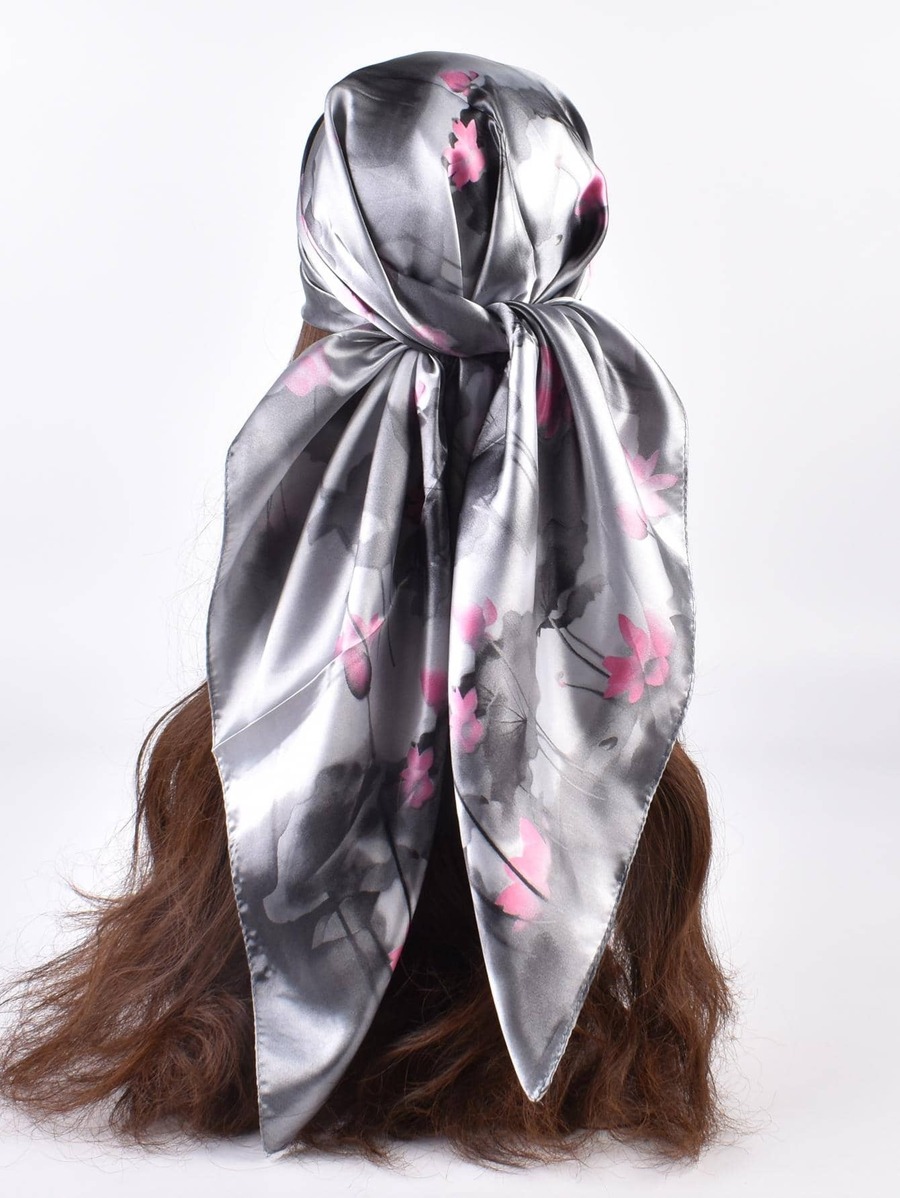 1 chiếc khăn bandana thời trang in hoa dành cho nữ, thích hợp cho cuộc sống hàng ngày, kiểu dáng thanh lịch, dùng làm băng đô cài tóc, phụ kiện đội đầu, lý tưởng để làm nổi bật vẻ ngoài của bạn trong dịp Lễ Tình nhân, khăn quàng cổ, đi biển, kỳ nghỉ, du lịch. - Xám - Xem 1