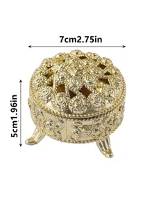 5pcs Metallic Hollow Out Gift Box, Gold Plastic Hollow Candy Box For Household - Gold - View 5