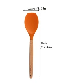 1pc Silicone Icing Spatula, Modern Solid Offset Spatula For Kitchen - Orange - View 3