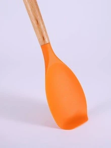1pc Silicone Icing Spatula, Modern Solid Offset Spatula For Kitchen - Orange - View 5