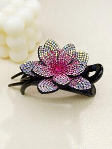 1 Miếng Quý cô Thanh lịch Pha lê Hoa sen Hình dạng Tóc Kẹp , Hoàn hảo Đối với Tóc Búi  , Tóc đuôi ngựa Và Tiếng Pháp Xoắn Như A Lễ tạ ơn Qủa tặng Cho văn phòng Và Mặc hàng ngày - Màu Hồng Tươi - Xem 3