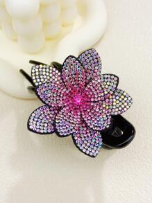 1 Miếng Quý cô Thanh lịch Pha lê Hoa sen Hình dạng Tóc Kẹp , Hoàn hảo Đối với Tóc Búi  , Tóc đuôi ngựa Và Tiếng Pháp Xoắn Như A Lễ tạ ơn Qủa tặng Cho văn phòng Và Mặc hàng ngày - Màu Hồng Tươi - Xem 2