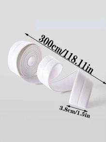 1pc Self-Adhesive Pvc Waterproof Wall Sticker For Kitchen Bathroom Sink, Stove, Bathtub Sealing Home Bathroom Decor - White - View 2