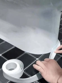 1pc Self-Adhesive Pvc Waterproof Wall Sticker For Kitchen Bathroom Sink, Stove, Bathtub Sealing Home Bathroom Decor - White - View 8