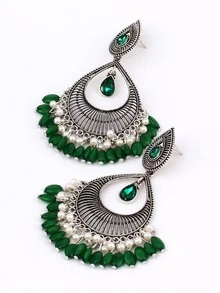 1 Bohemian Hợp Kim Kẽm Kim Cương Giả & Ngọc Trai Giả Trang Trí Bông Tai Giọt Nước Cho Nữ Cho Kỳ Nghỉ - Nhiều màu - Xem 3