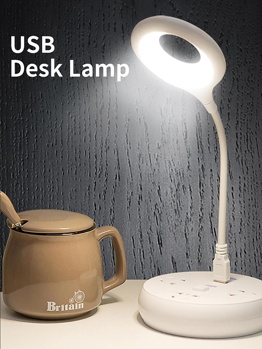1pc Plastic Desk Lamp, Modern Reading Desk Light For Home - White - View 1