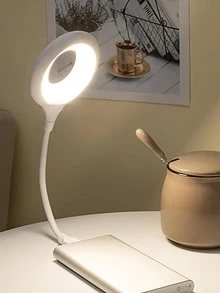 1pc Plastic Desk Lamp, Modern Reading Desk Light For Home - White - View 2