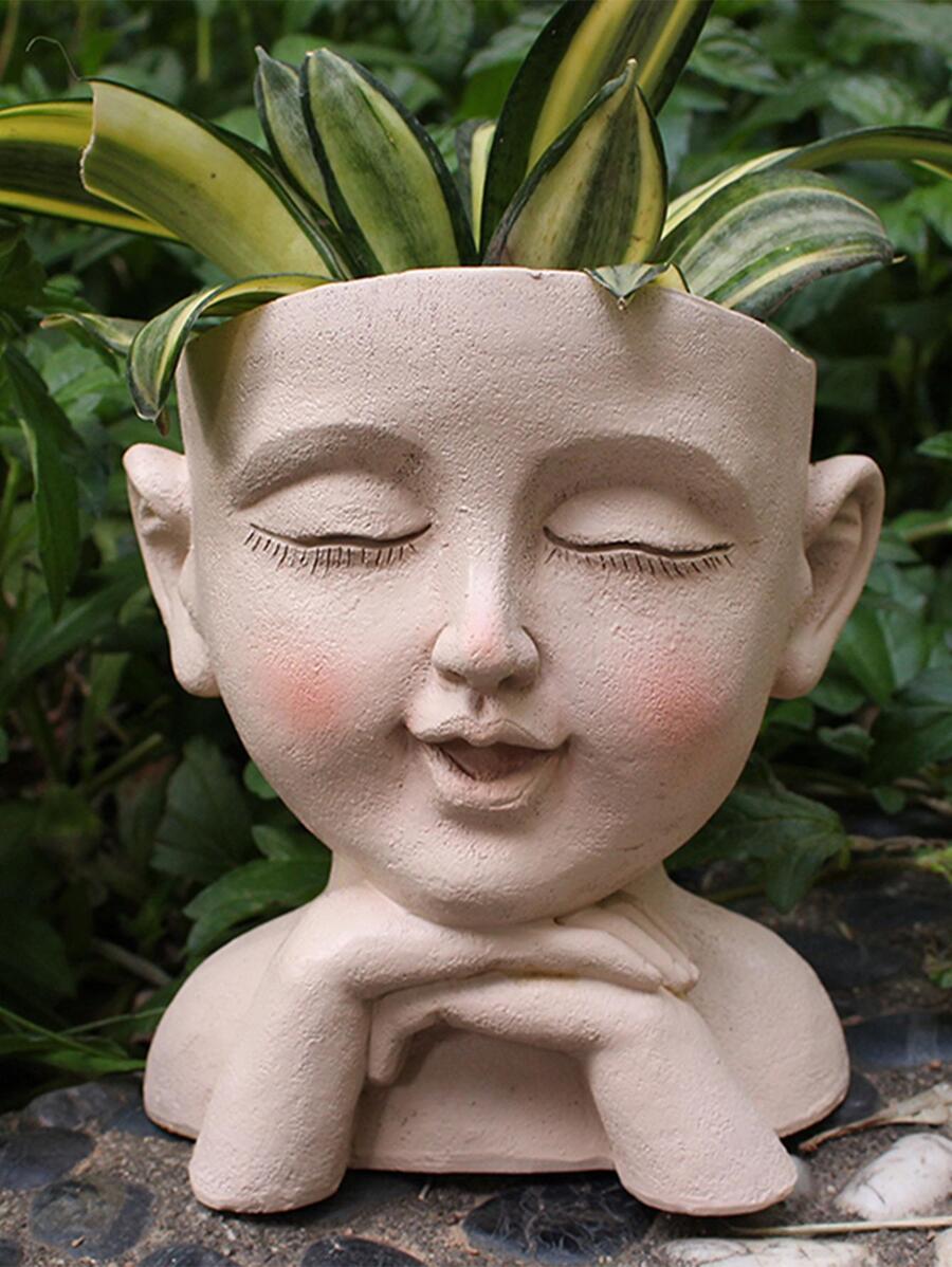 1pc Figure Design Nursery Pot, Modern Polyresin Plant Seedling Pot For Garden Decoration - Multicolor - View 1