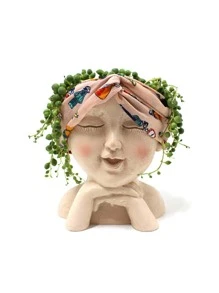 1pc Figure Design Nursery Pot, Modern Polyresin Plant Seedling Pot For Garden Decoration - Multicolor - View 2