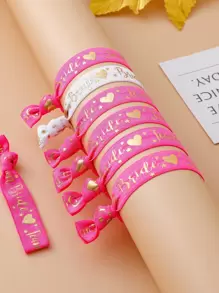 11入組單身派對手環，帶有「新娘」和閃光設計 - 玫紅色 - 查看 1