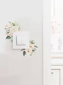 1pc Flower Pattern Switch Outlet Wall Sticker, Modern PVC Switch Sticker For Home,Stickers,Wall Decal, Vinyl Decal For Home Decorations,Spring Decoration Items Refresh Your Home,Rama Decoration Stickers - Multicolor - View 3