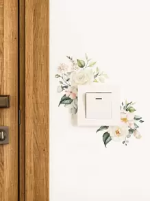 1pc Flower Pattern Switch Outlet Wall Sticker, Modern PVC Switch Sticker For Home,Stickers,Wall Decal, Vinyl Decal For Home Decorations,Spring Decoration Items Refresh Your Home,Rama Decoration Stickers - Multicolor - View 1