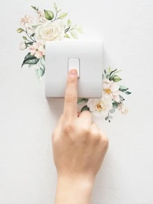 1pc Flower Pattern Switch Outlet Wall Sticker, Modern PVC Switch Sticker For Home,Stickers,Wall Decal, Vinyl Decal For Home Decorations,Spring Decoration Items Refresh Your Home,Rama Decoration Stickers - Multicolor - View 5