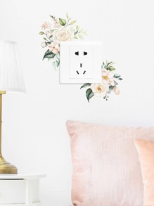 1pc Flower Pattern Switch Outlet Wall Sticker, Modern PVC Switch Sticker For Home,Stickers,Wall Decal, Vinyl Decal For Home Decorations,Spring Decoration Items Refresh Your Home,Rama Decoration Stickers - Multicolor - View 4