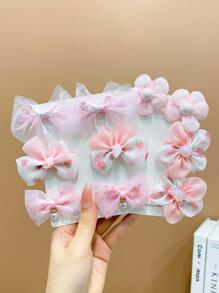10pcs Girls Flower Decor Hair Clip - Pink - View 5