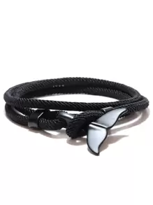 Brazalete tejido a mano con diseño de cola de ballena vikinga, brazalete de cuerda roja hecho a mano para hombres, joyería ajustable de pulsera