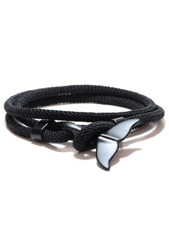 กำไลมือสานวาฬหางขิงแบบไวกิง จี้มือทำเอง สายเชือกสีแดง กำไลข้อมือสำหรับผู้ชาย สายปรับได้