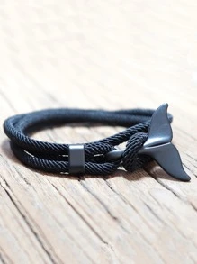 Brazalete tejido a mano con diseño de cola de ballena vikinga, brazalete de cuerda roja hecho a mano para hombres, joyería ajustable de pulsera