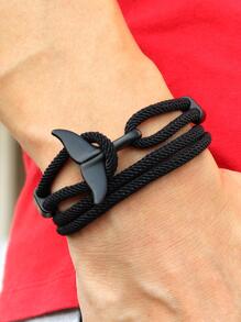 Brazalete tejido a mano con diseño de cola de ballena vikinga, brazalete de cuerda roja hecho a mano para hombres, joyería ajustable de pulsera