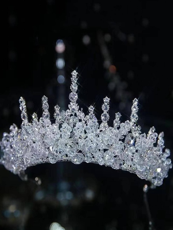 1pc Glamorous Cubic Zirconia Crown For Women For Wedding Birthday Royal Tiaras Halloween