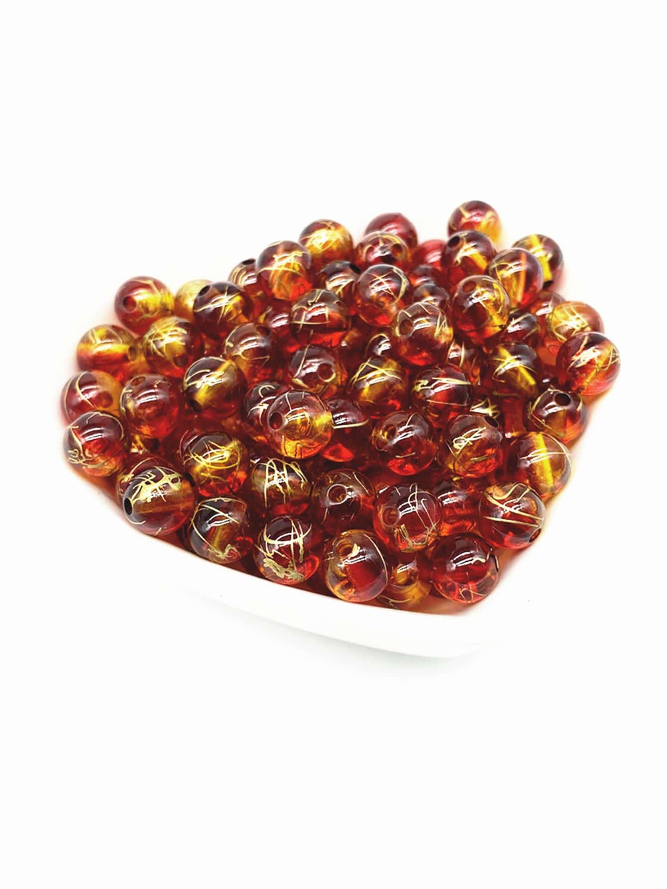 50入組/套隨機時尚圖案DIY珠子適合女士DIY首飾製作 - 紅色 - 查看 1