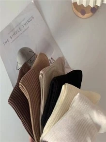 6pairs Random Delivery Breathable And Sweat-Absorbing Mid-Calf Socks - Multicolor - View 4