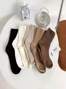 6pairs Random Delivery Breathable And Sweat-Absorbing Mid-Calf Socks - Multicolor - View 1