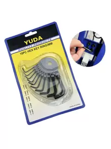 10pcs/set Carbon Steel Allen key, Classic Hex Key For Home - Black - View 1