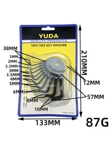 10pcs/set Carbon Steel Allen key, Classic Hex Key For Home - Black - View 3