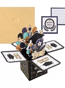 1 Bộ 3D Lập Thể Thiệp Chúc Mừng Tốt Nghiệp Sáng Tạo Giấy Bật Lên Thiệp Chúc Mừng Tốt Nghiệp Đảng - Nhiều màu - Xem 1