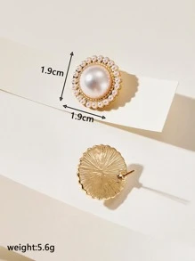 1 Đôi Thời Trang Hợp Kim Kẽm Ngọc Trai Giả Trang Trí Bông Tai Nữ Trang Trí Hàng Ngày - trắng - Xem 5