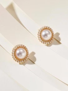 1 Đôi Thời Trang Hợp Kim Kẽm Ngọc Trai Giả Trang Trí Bông Tai Nữ Trang Trí Hàng Ngày - trắng - Xem 3