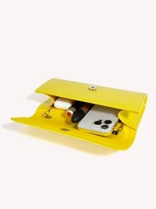 Clutch Bag For Women Yellow Artificial Patent Leather Envelope Purse For Wedding Party - Yellow - View 7