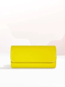 Clutch Bag For Women Yellow Artificial Patent Leather Envelope Purse For Wedding Party - Yellow - View 2