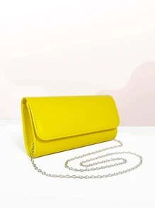 Clutch Bag For Women Yellow Artificial Patent Leather Envelope Purse For Wedding Party - Yellow - View 3