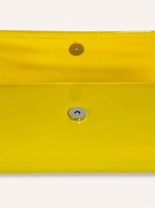 Clutch Bag For Women Yellow Artificial Patent Leather Envelope Purse For Wedding Party - Yellow - View 9