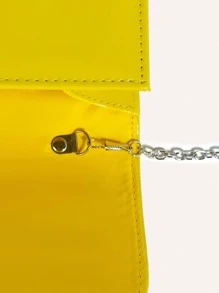 Clutch Bag For Women Yellow Artificial Patent Leather Envelope Purse For Wedding Party - Yellow - View 8