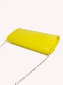 Clutch Bag For Women Yellow Artificial Patent Leather Envelope Purse For Wedding Party - Yellow - View 4